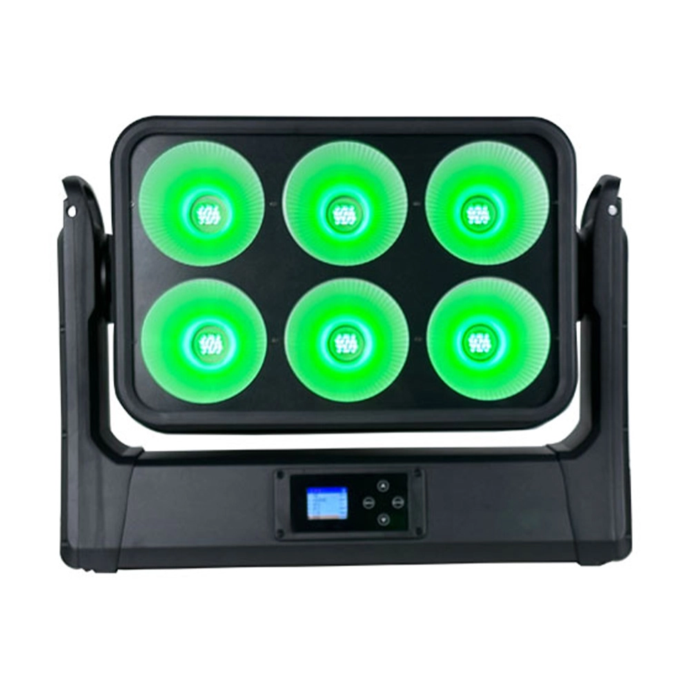 6x200 RGBW 4in1 IP65 Moving Head Blinder green lighting effect front view - Colorful Light