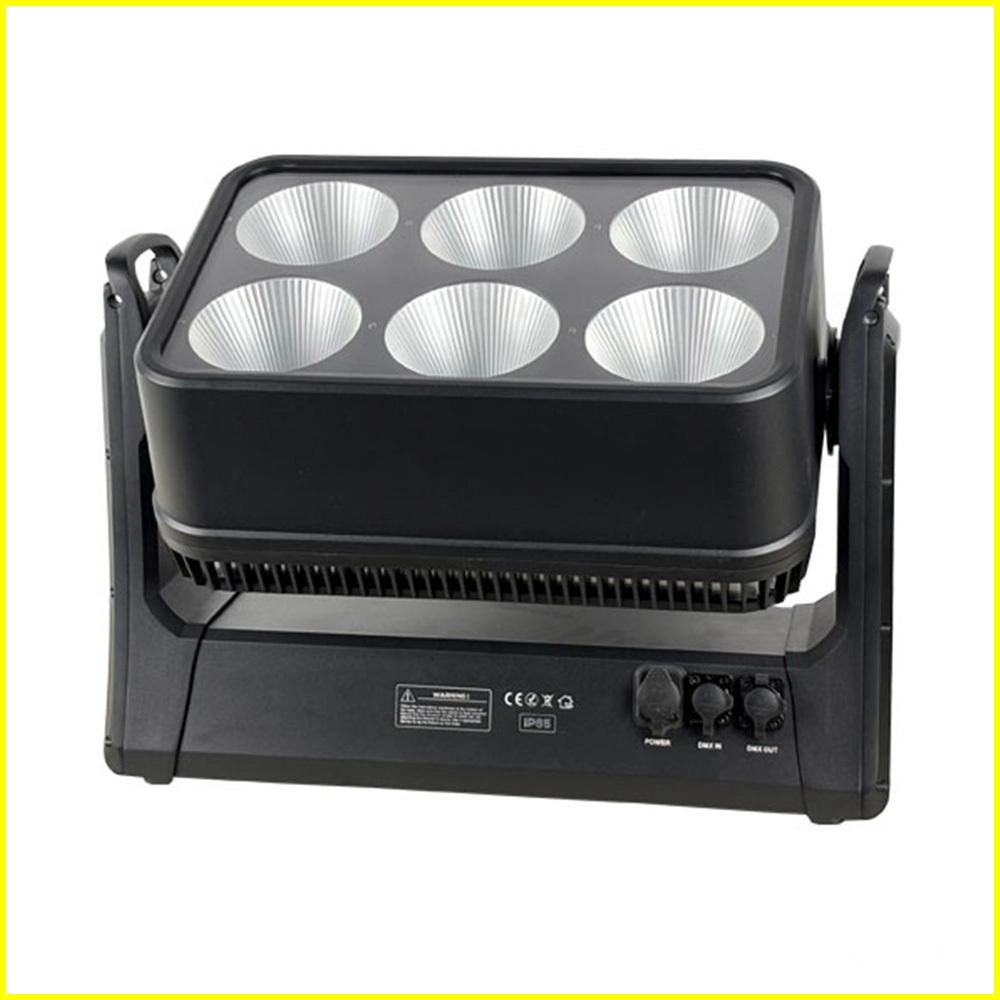 6x200 RGBW 4in1 IP65 Moving Head Blinder rear view with power and DMX connectors - Colorful Light