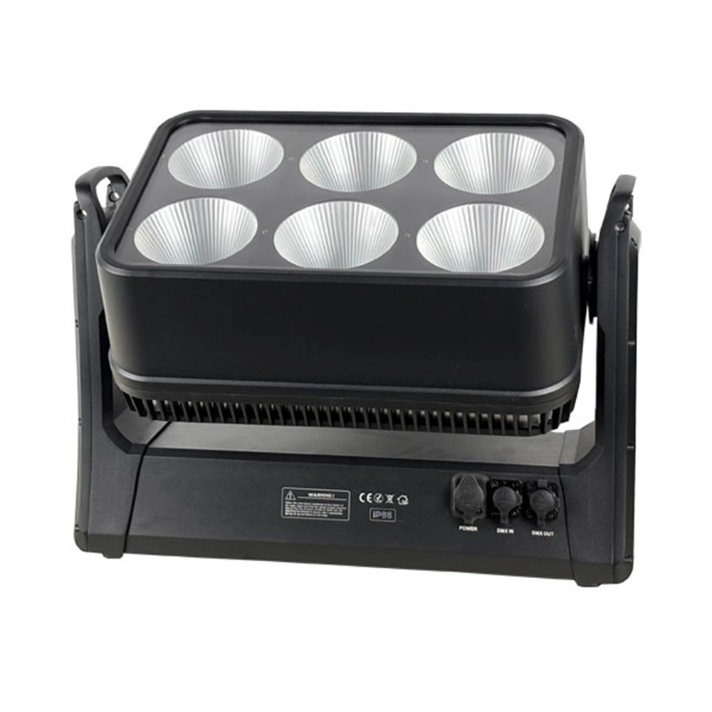 6x200 RGBW 4in1 IP65 Moving Head Blinder rear view with power and DMX connectors - Colorful Light