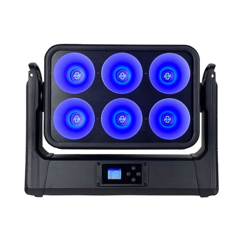 6x200 RGBW 4in1 IP65 Moving Head Blinder blue lighting effect front view - Colorful Light