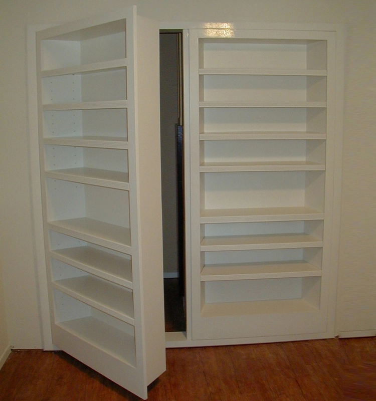 solid wood bookshelf with door