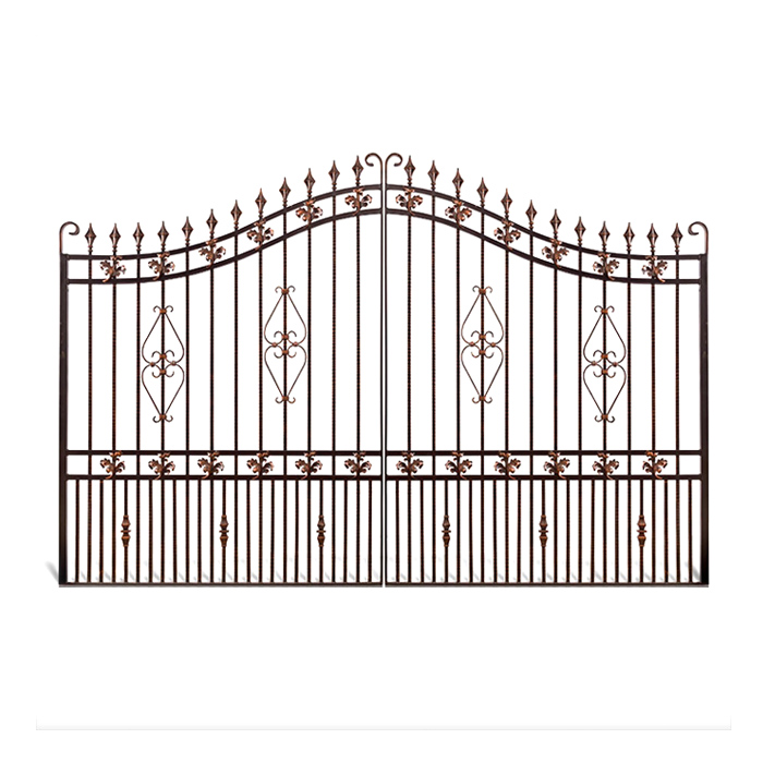 Ornate iron gate with decorative details.