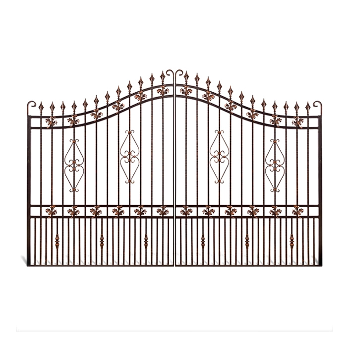 Ornate iron gate with decorative details.