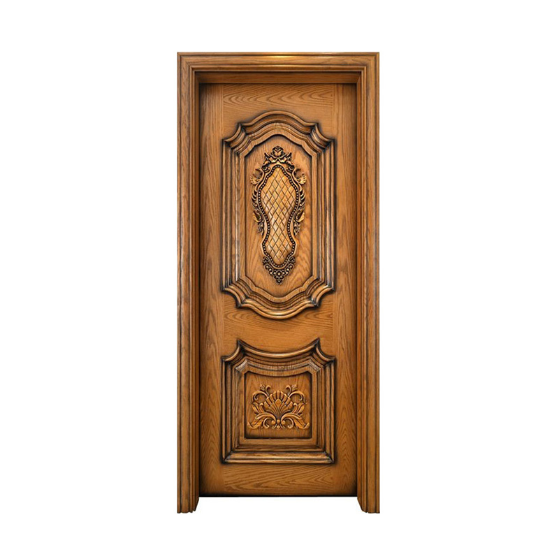 Red oak carved open lacquer log solid wood wooden doors