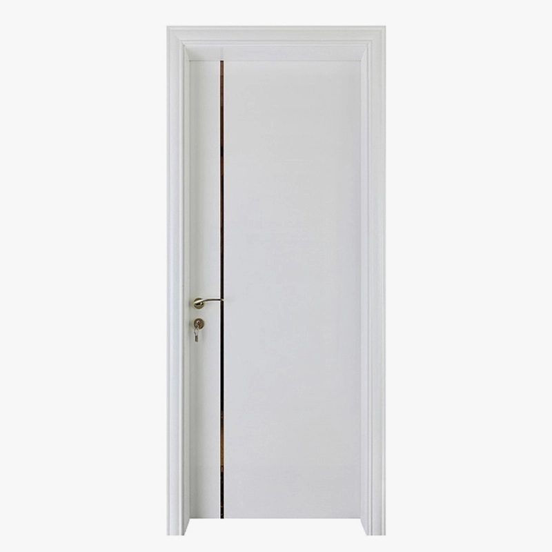 White inlaid gold stainless steel modern wooden door