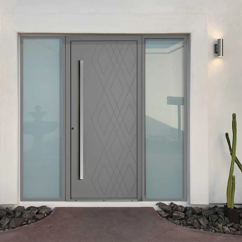 Modern glass entry grey door