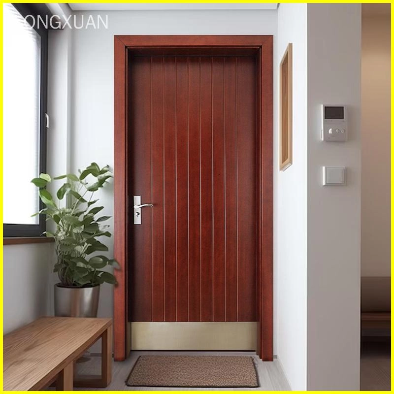 Modern wooden doors with stainless steel baseboards