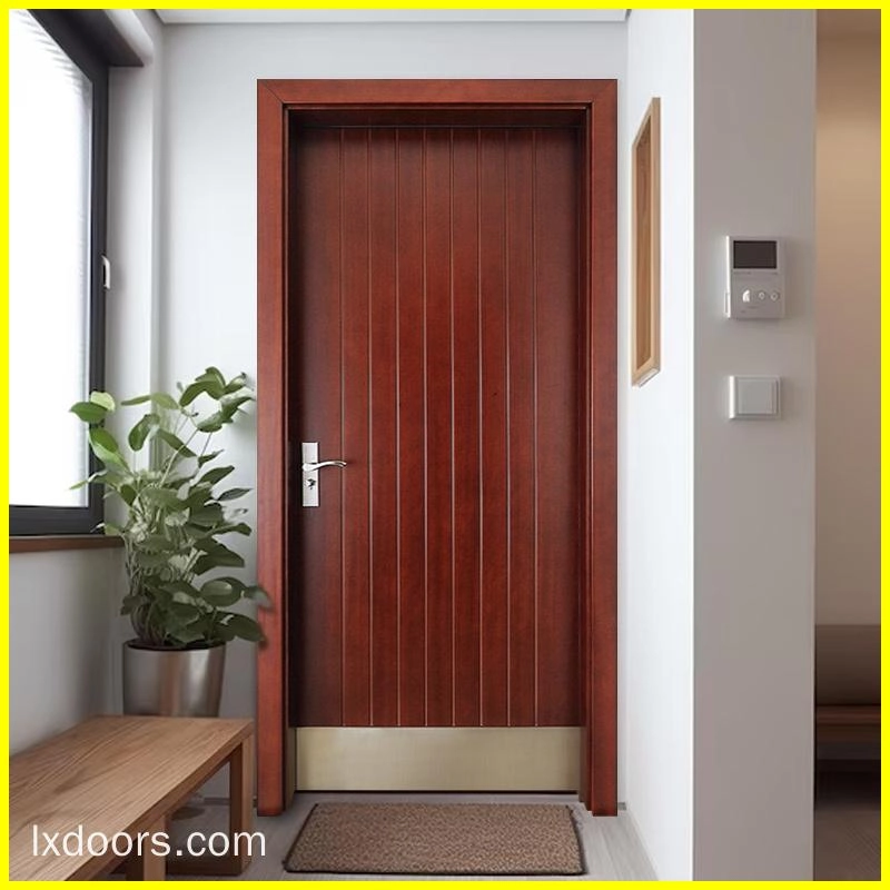 Modern wooden doors with stainless steel baseboards