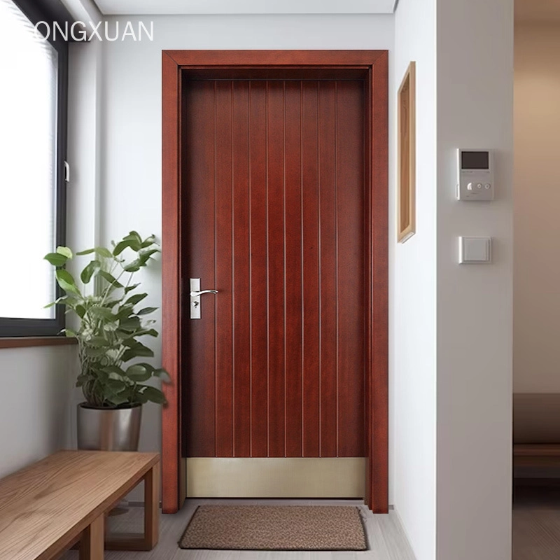 Modern wooden doors with stainless steel baseboards