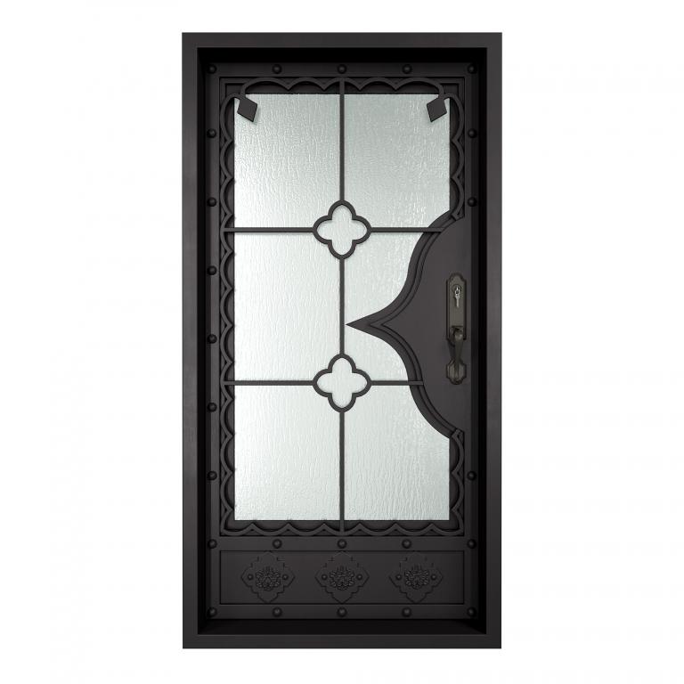 single wrought iron door