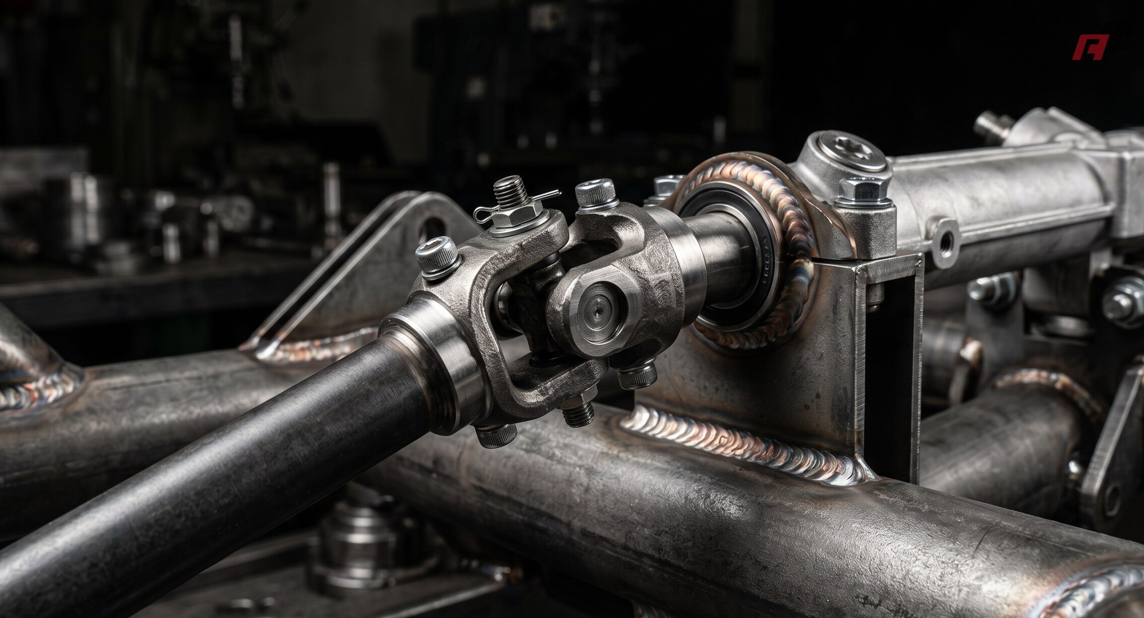 a commercial go-kart's heavy-duty steering column a commercial go-kart's heavy-duty steering column