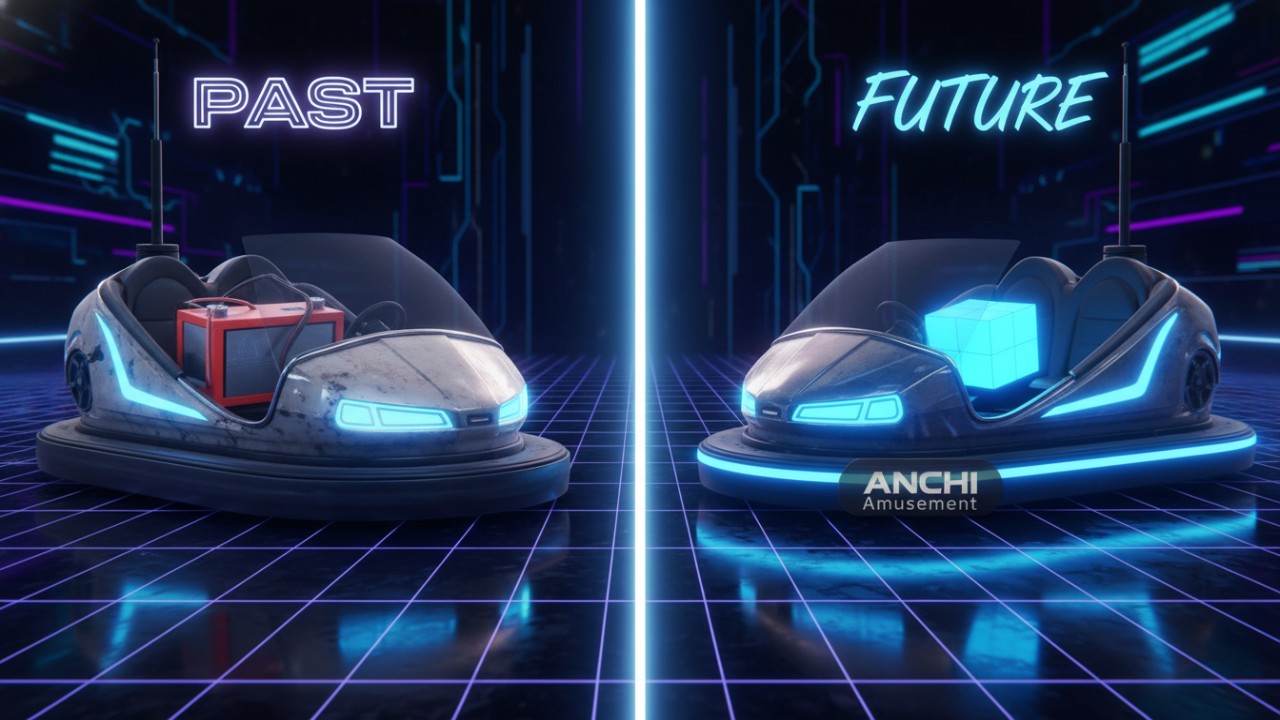 A conceptual comparison of lithium and lead-acid battery systems inside an ANCHI Amusement branded bumper car