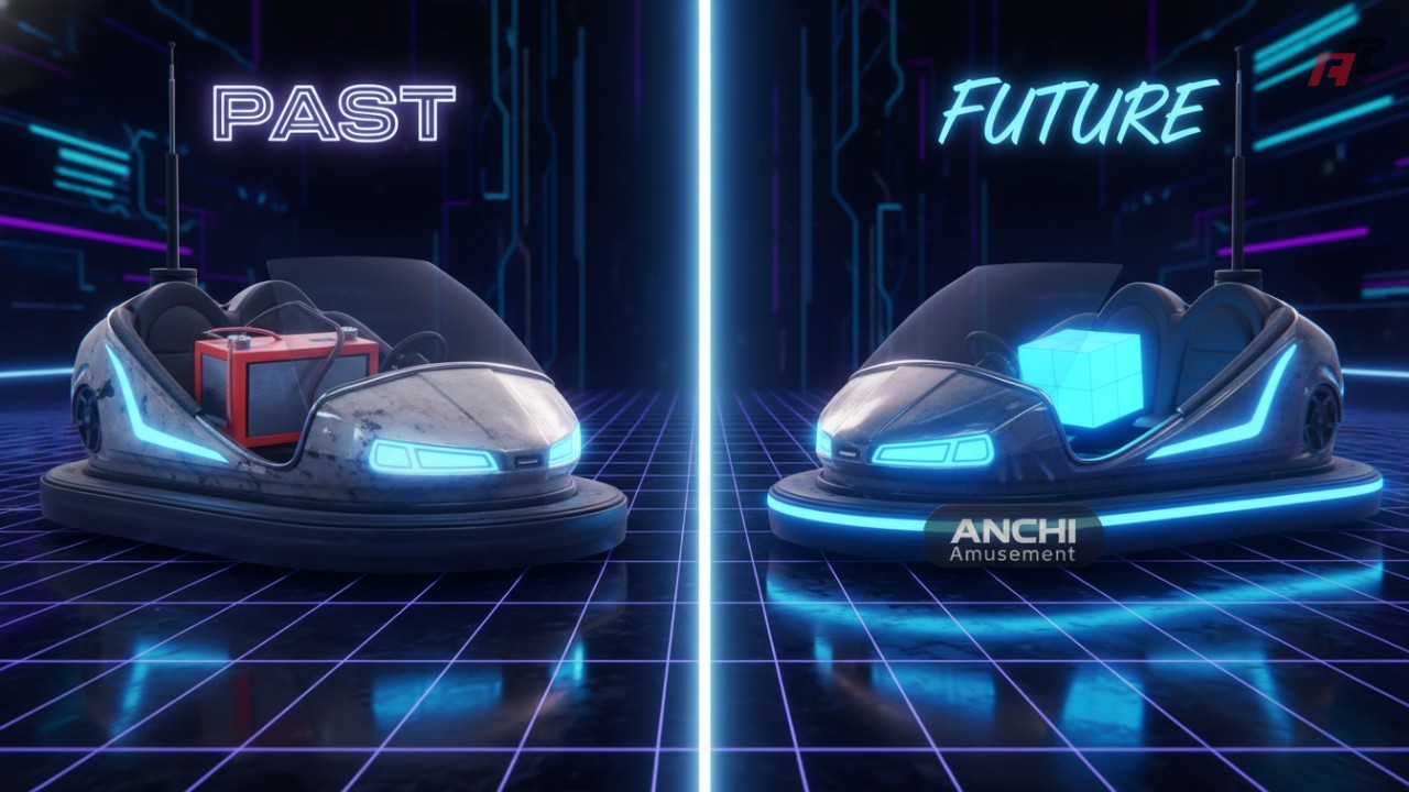 A conceptual comparison of lithium and lead-acid battery systems inside an ANCHI Amusement branded bumper car