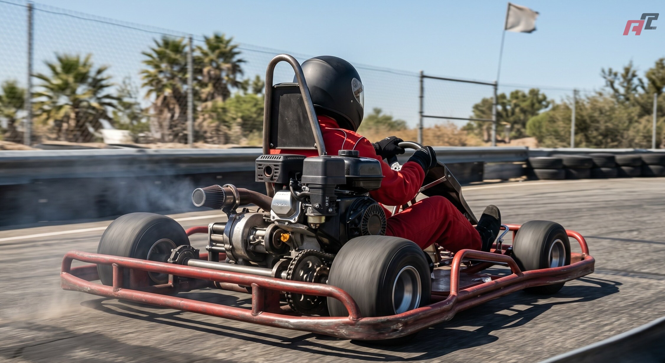 A rugged, heavy-duty gas-powered commercial go-kart A rugged, heavy-duty gas-powered commercial go-kart