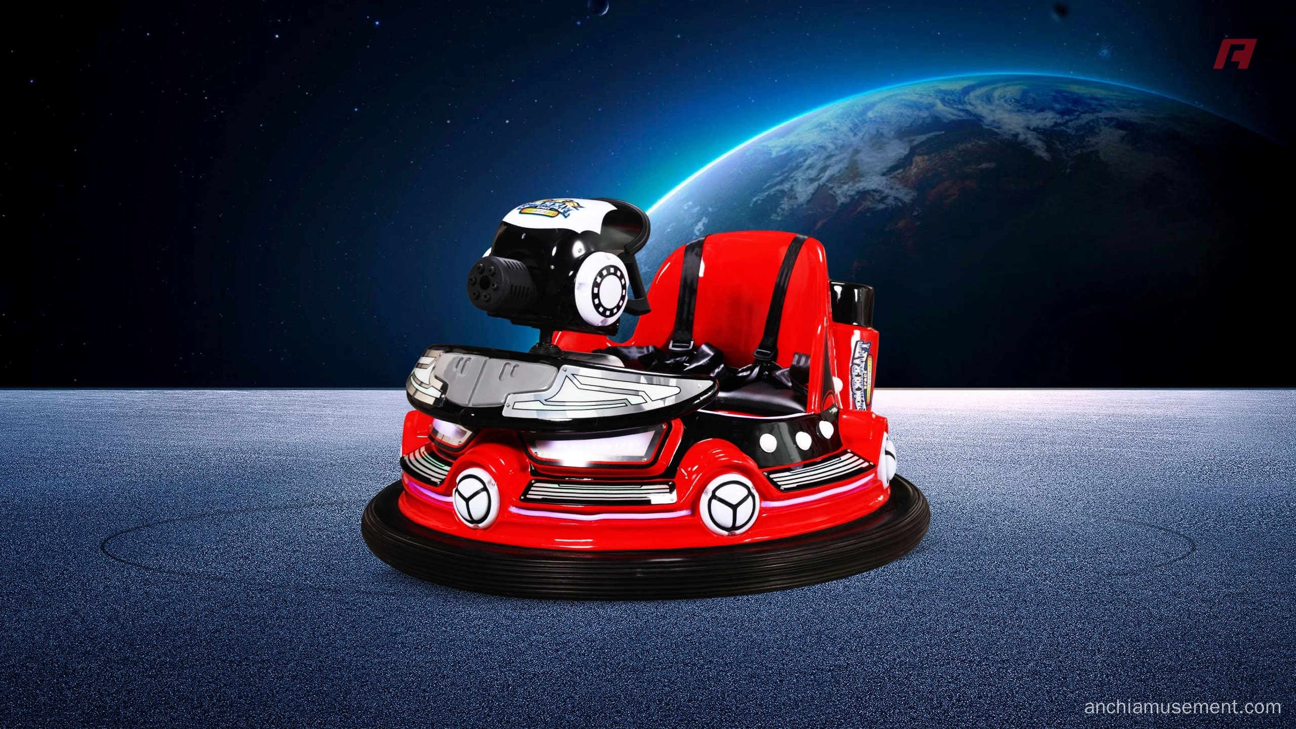 Nave espacial, batalla láser, coche de choque, buggy, coche eléctrico Coche eléctrico con forma de buggy y batalla láser con nave espacial