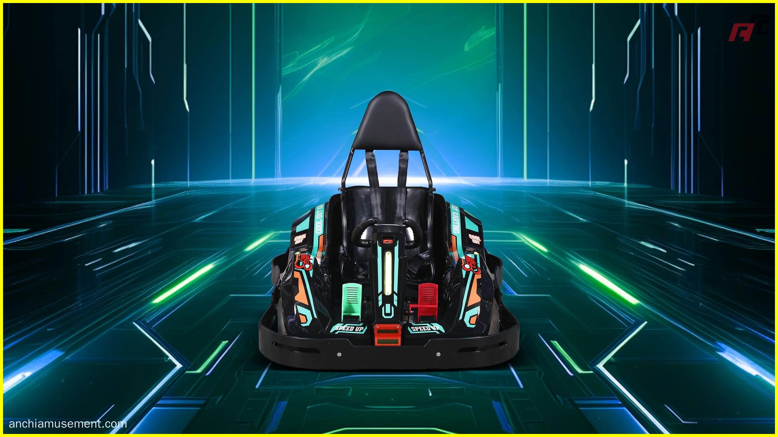 Hi-Speed-Electric-Go-Karts-For-Kids-зеленый-фронт-anchi Высокоскоростной электрический картинг для детей зеленый передний анчи