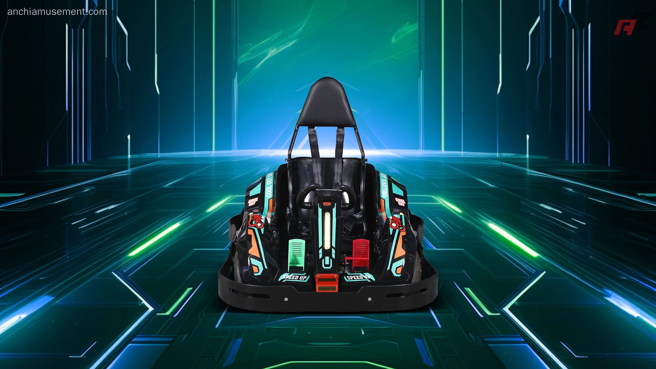 Karts eléctricos de alta velocidad para niños, de color verde y con frente ancho Karts eléctricos de alta velocidad para niños con frente verde anchi