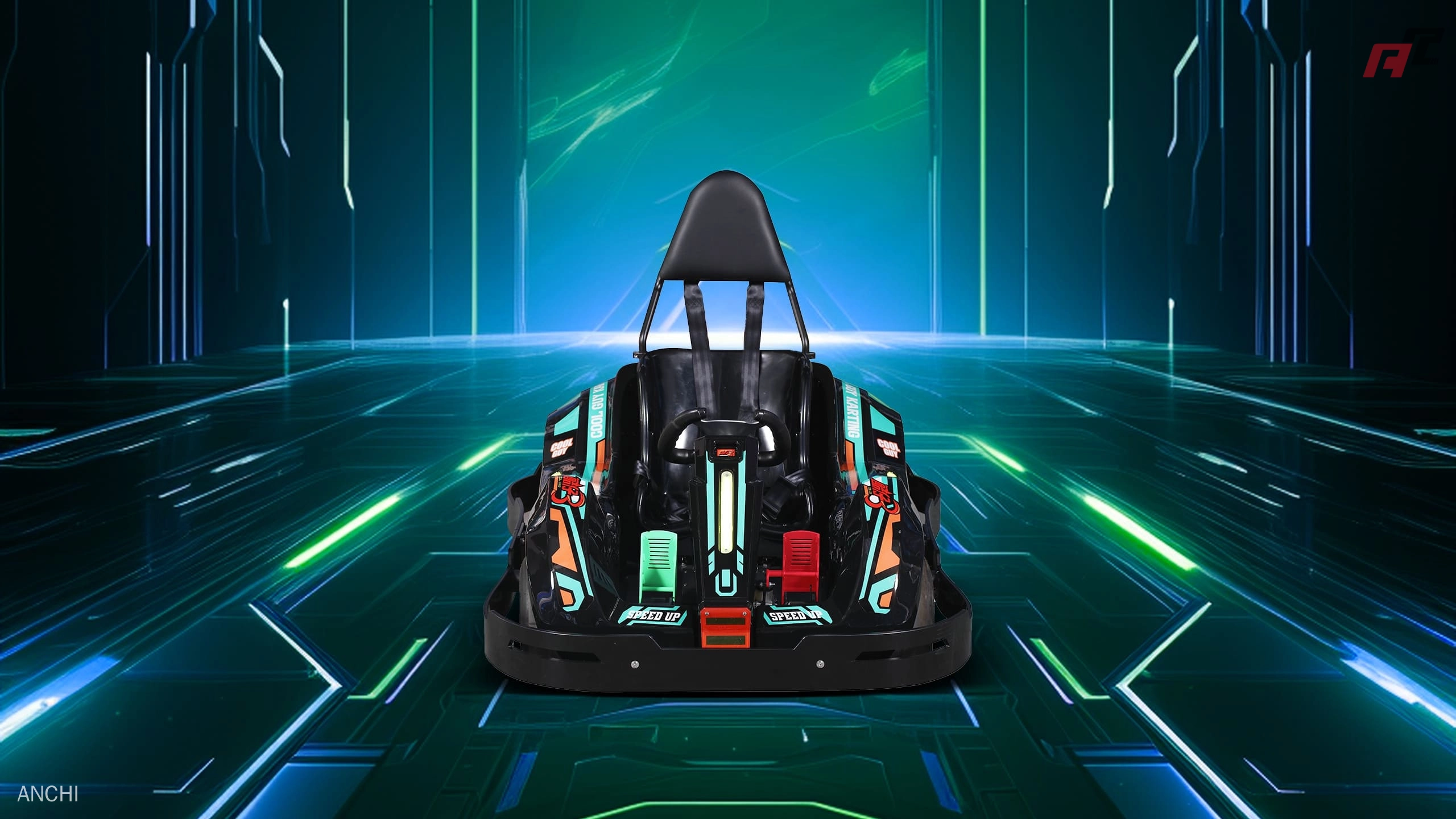 Karts eléctricos de alta velocidad para niños, de color verde y con frente ancho Karts eléctricos de alta velocidad para niños con frente verde anchi