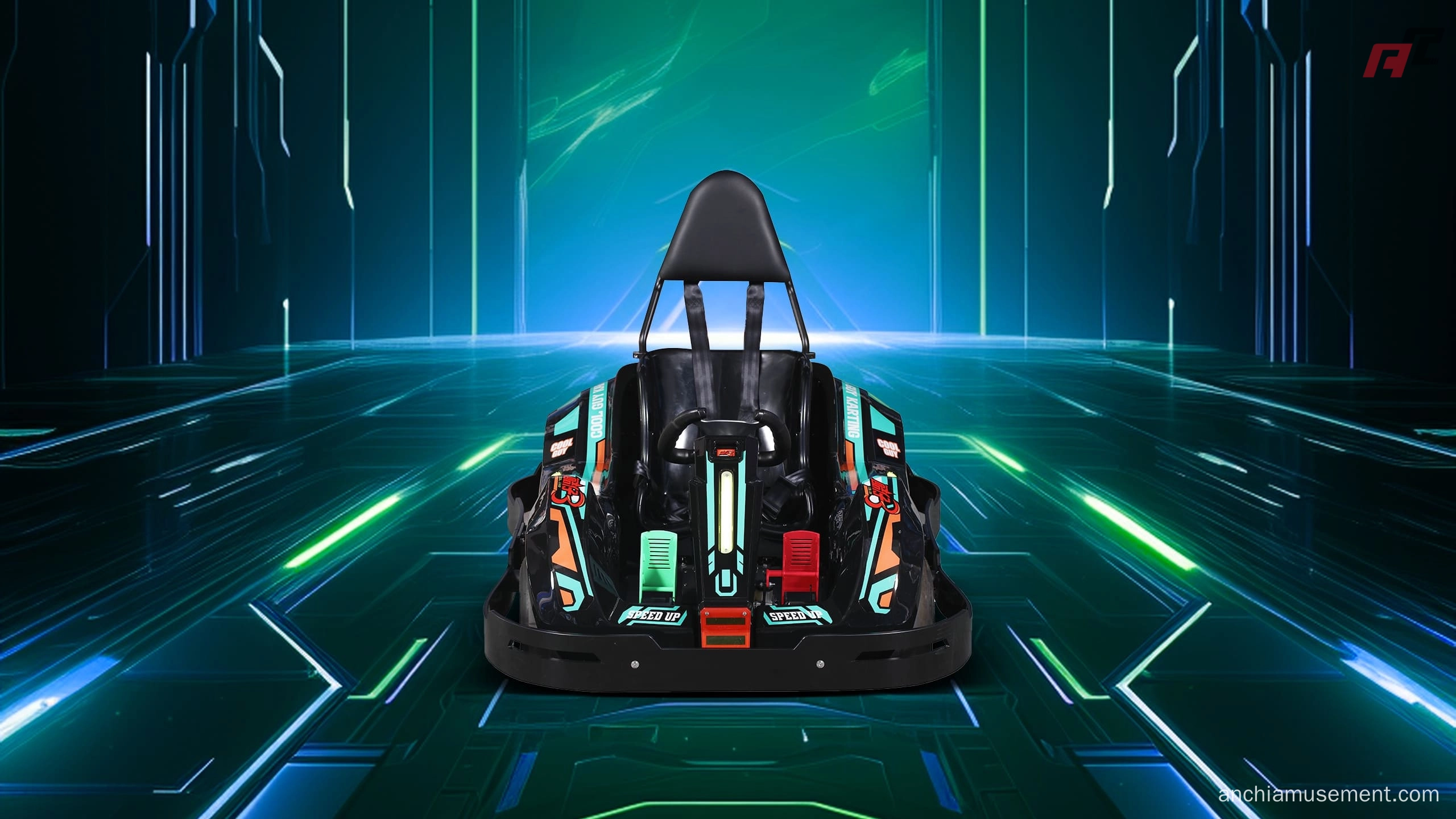 Karts eléctricos de alta velocidad para niños, de color verde y con frente ancho Karts eléctricos de alta velocidad para niños con frente verde anchi