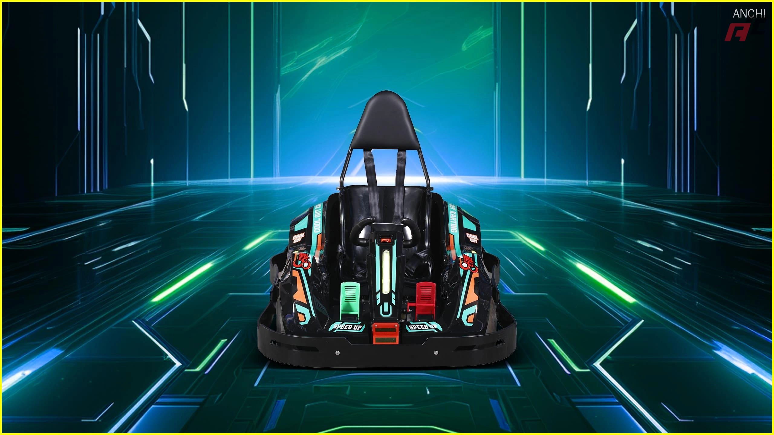 Karts eléctricos de alta velocidad para niños, de color verde y con frente ancho Karts eléctricos de alta velocidad para niños con frente verde anchi