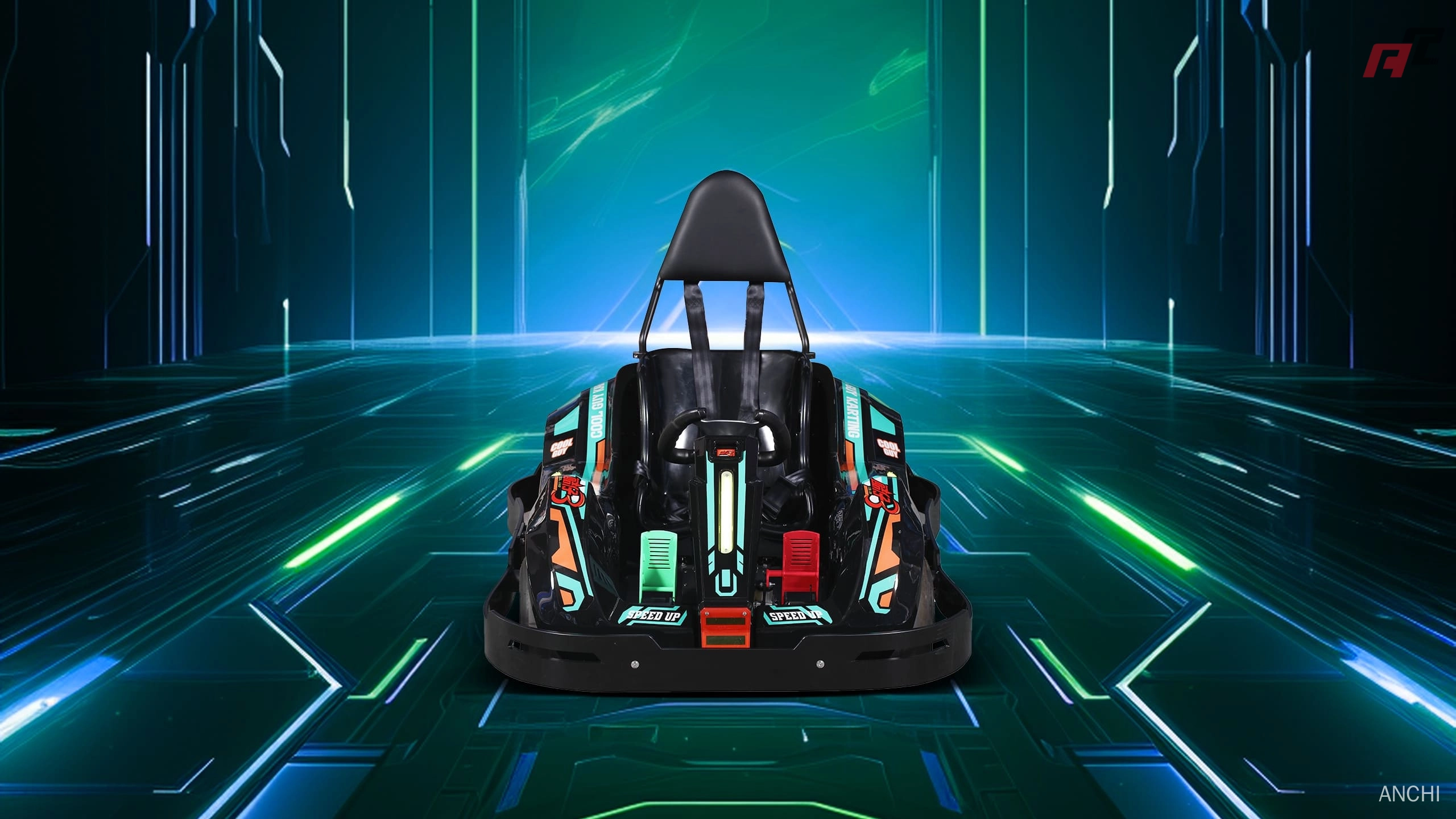 Karts eléctricos de alta velocidad para niños, de color verde y con frente ancho Karts eléctricos de alta velocidad para niños con frente verde anchi