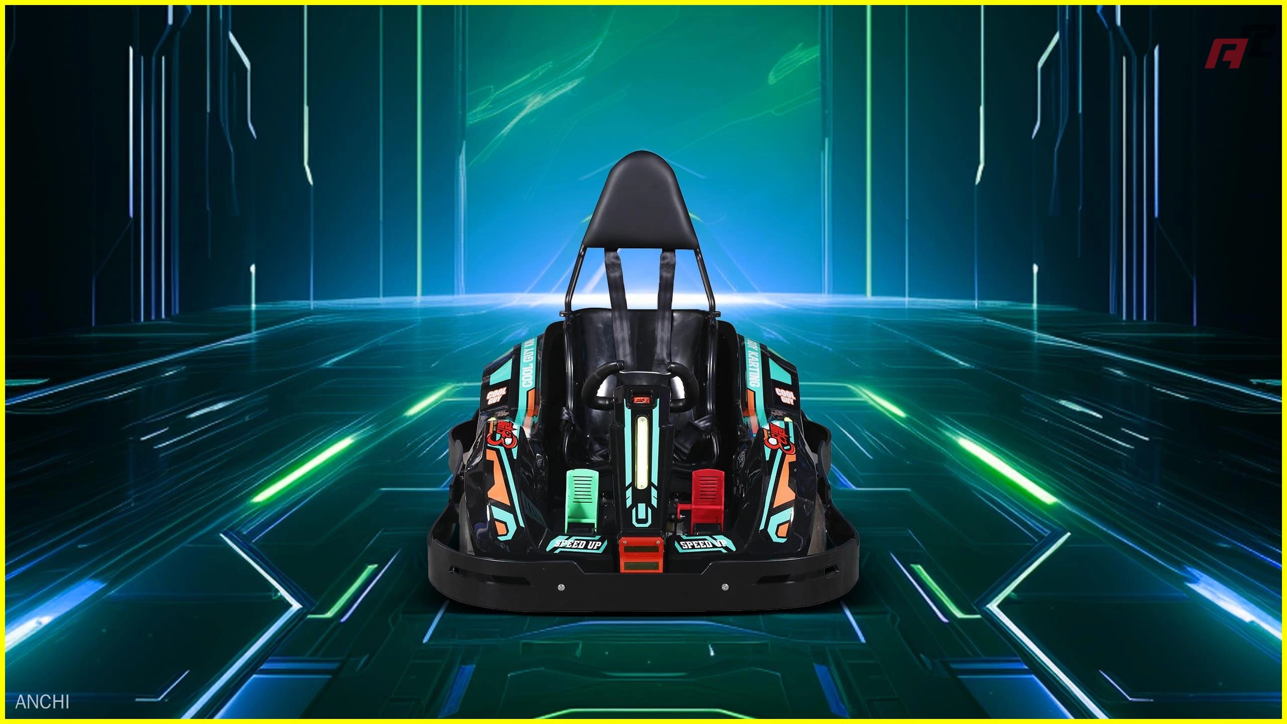 Karts eléctricos de alta velocidad para niños, de color verde y con frente ancho Karts eléctricos de alta velocidad para niños con frente verde anchi