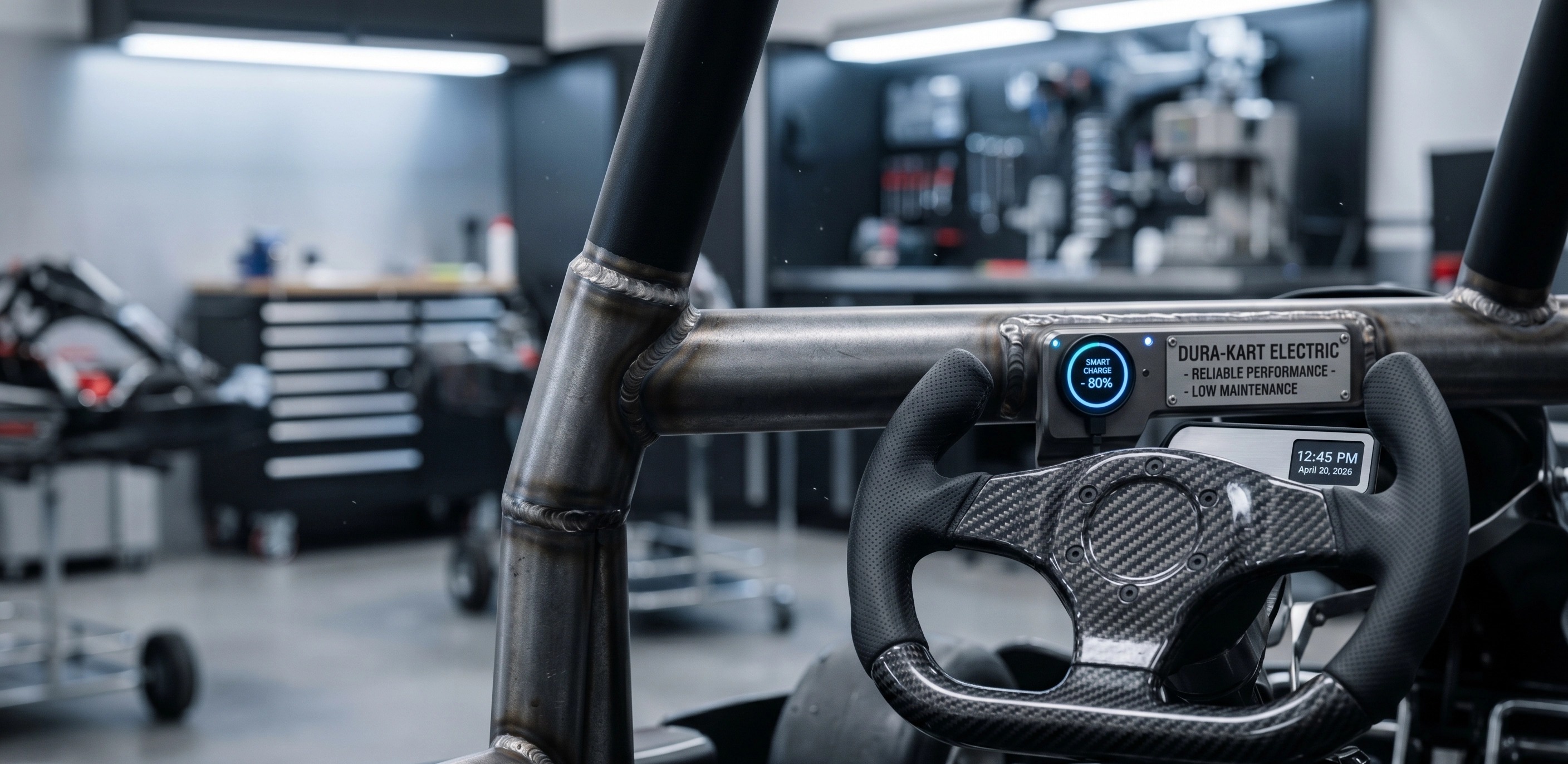 the localized details of a premium commercial electric go-kart