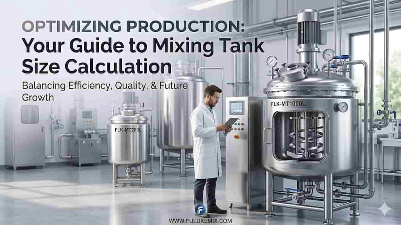 Industrial mixing tank size calculation guide with stainless steel production equipment. - FULUKE