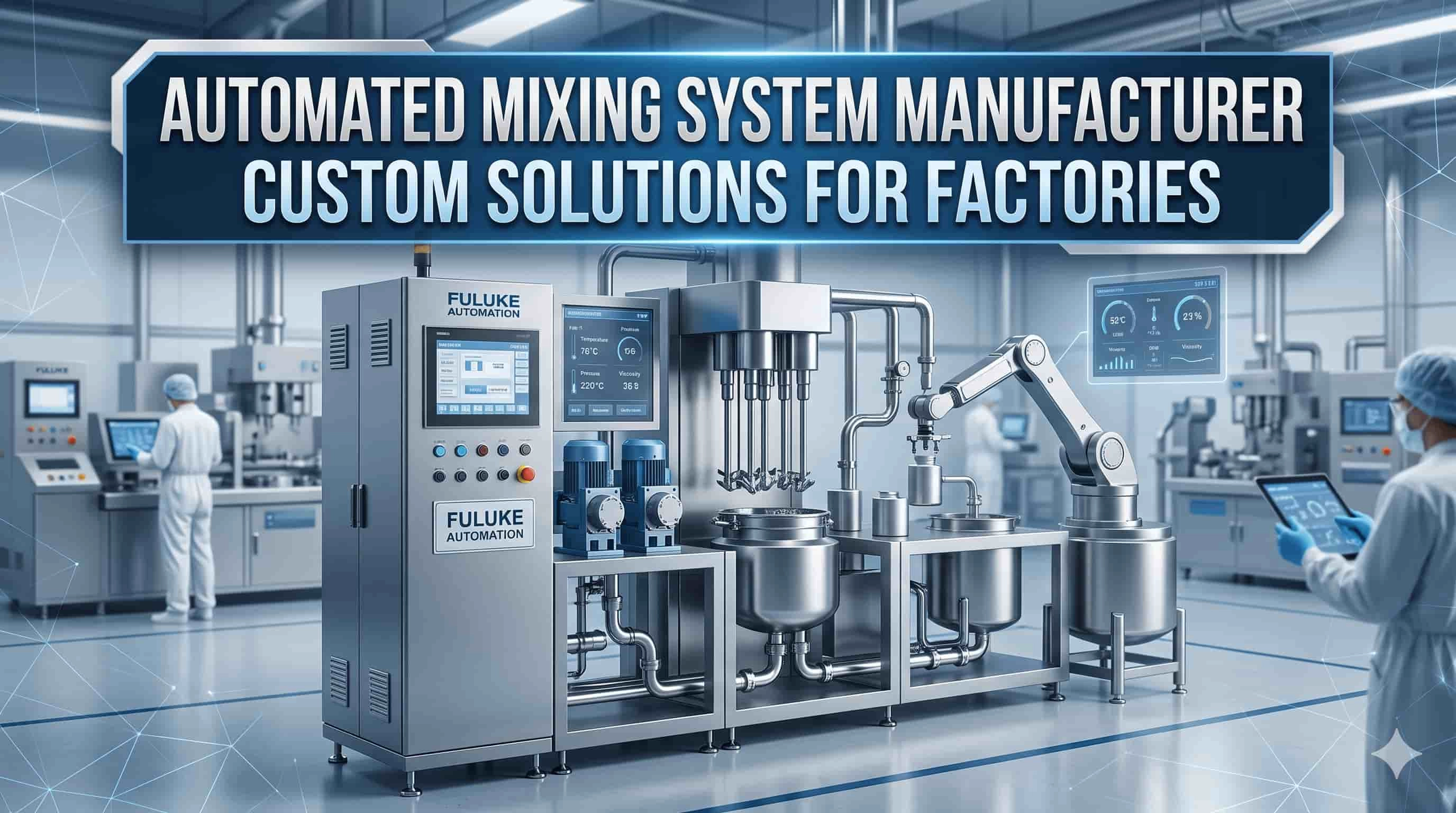 Automated industrial mixing system with robotic arm in a modern factory. - FULUKE