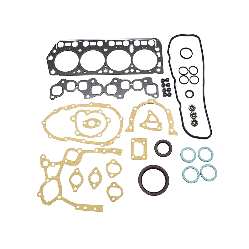 Engine gasket set laid out on a white background.