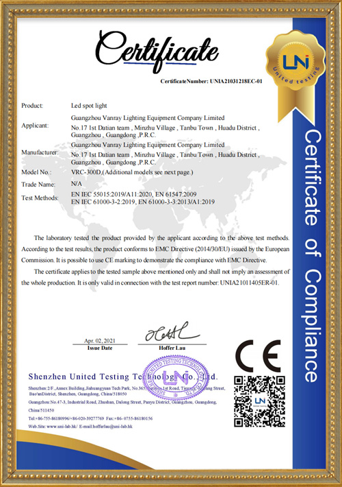مصباح LED سبوت بملف تعريف CE-EMC