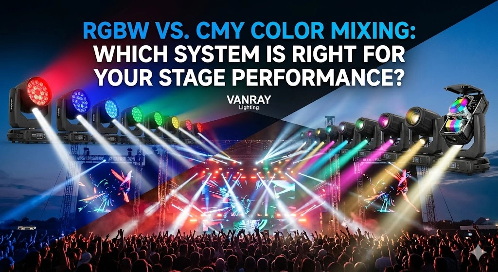 Stage lighting comparison: RGBW vs. CMY color mixing for performances. - Vanray