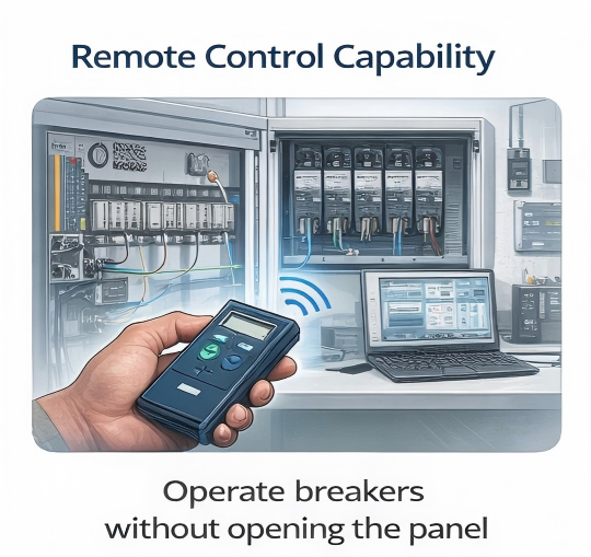 إمكانية التحكم عن بعد في قاطع الدائرة المصغر (MCCB) المزود بمحرك: تشغيل القواطع دون فتح اللوحة إمكانية التحكم عن بعد في قاطع الدائرة المصغر (MCCB) المزود بمحرك: تشغيل القواطع دون فتح اللوحة