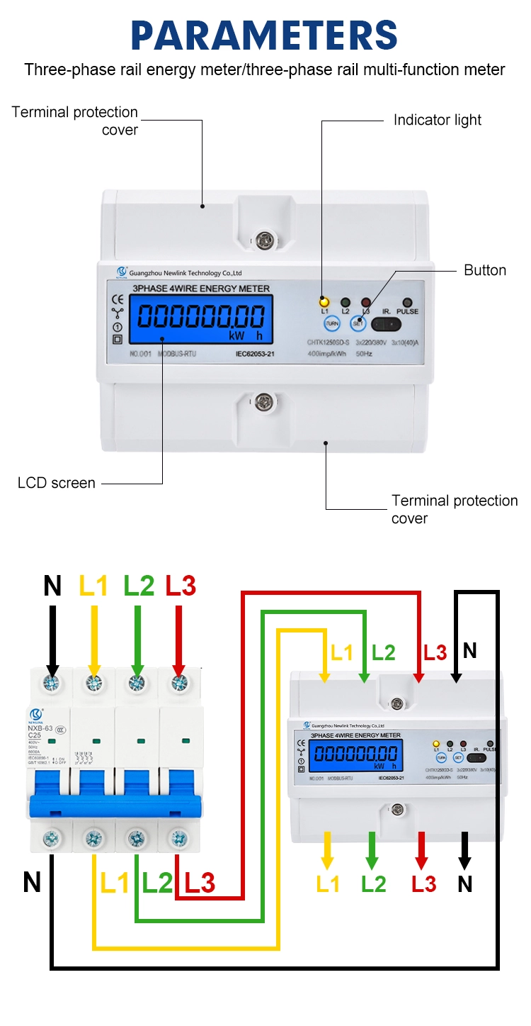 Three-Phase Four-Wire Multifunction Energy Meter Manufacturer with CE Certification (3) - EcoNewlink