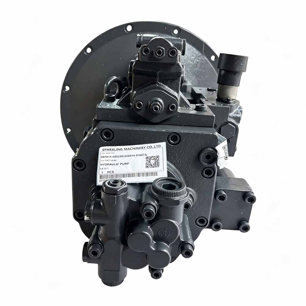 Sparkling Machinery hydraulic pump for heavy equipment, isolated on white