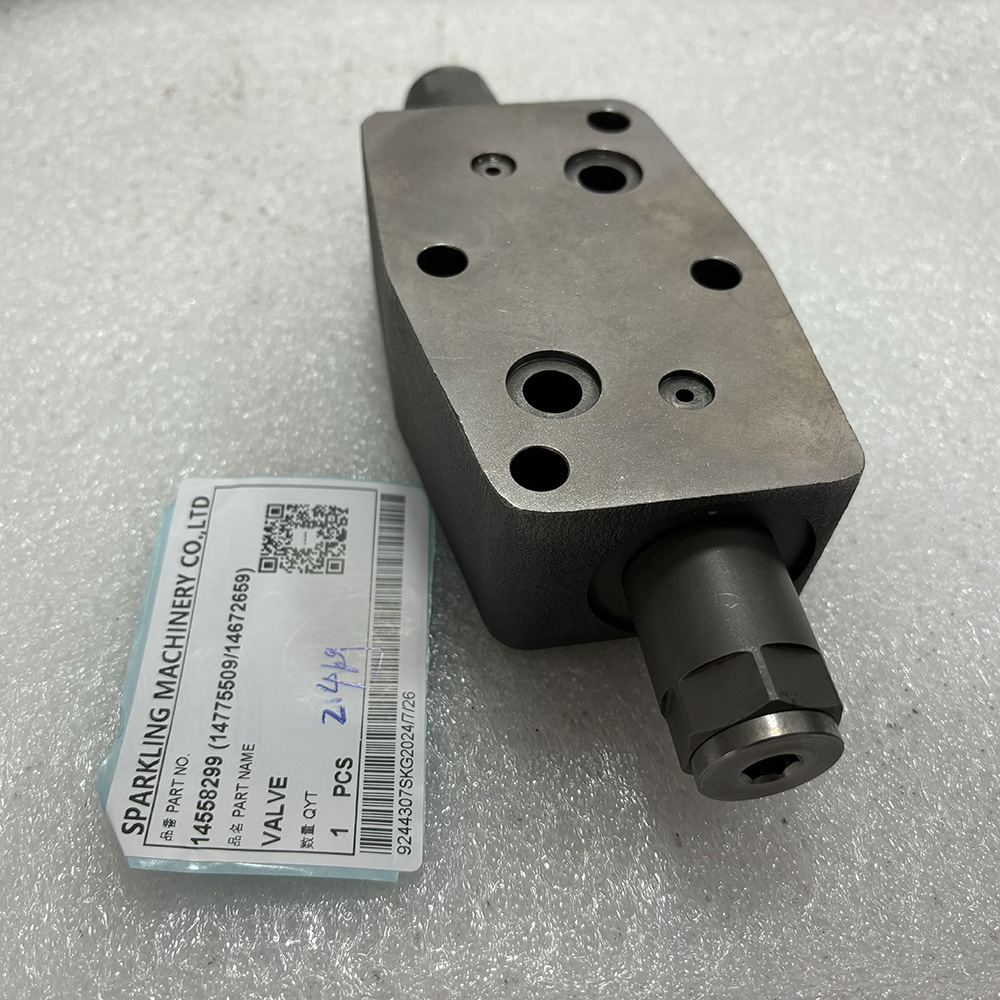VOE 14558299, Volvo 14558299 valve, swing motor valve, EC200B relief valve, EC235D swing control, EC300D hydraulic valve, Volvo excavator parts, OEM Volvo valve, aftermarket Volvo swing valve.