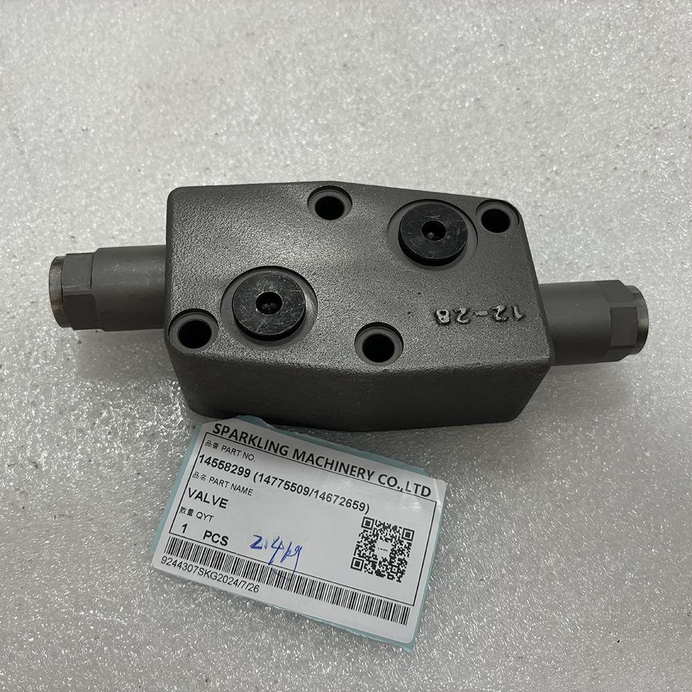 VOE 14558299, Volvo 14558299 valve, swing motor valve, EC200B relief valve, EC235D swing control, EC300D hydraulic valve, Volvo excavator parts, OEM Volvo valve, aftermarket Volvo swing valve.