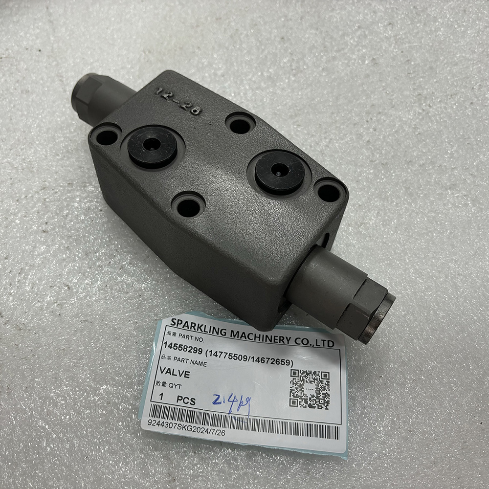 VOE 14558299, Volvo 14558299 valve, swing motor valve, EC200B relief valve, EC235D swing control, EC300D hydraulic valve, Volvo excavator parts, OEM Volvo valve, aftermarket Volvo swing valve.