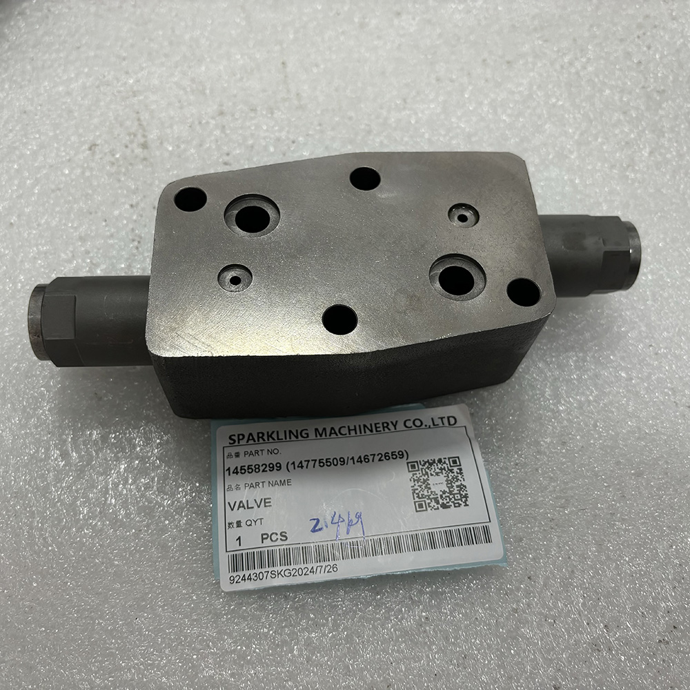VOE 14558299, Volvo 14558299 valve, swing motor valve, EC200B relief valve, EC235D swing control, EC300D hydraulic valve, Volvo excavator parts, OEM Volvo valve, aftermarket Volvo swing valve.