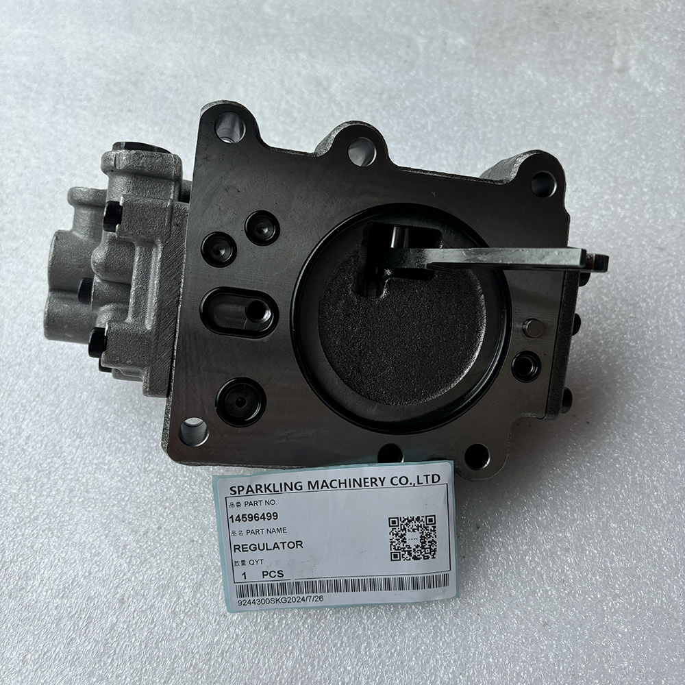 Volvo VOE14596499, hydraulic regulator K5V160DT-1E05, EC300D pump regulator, ECR305C valve, PL3005D hydraulic part, piston pump control valve, Kawasaki regulator 14596499, Volvo pump replacement.