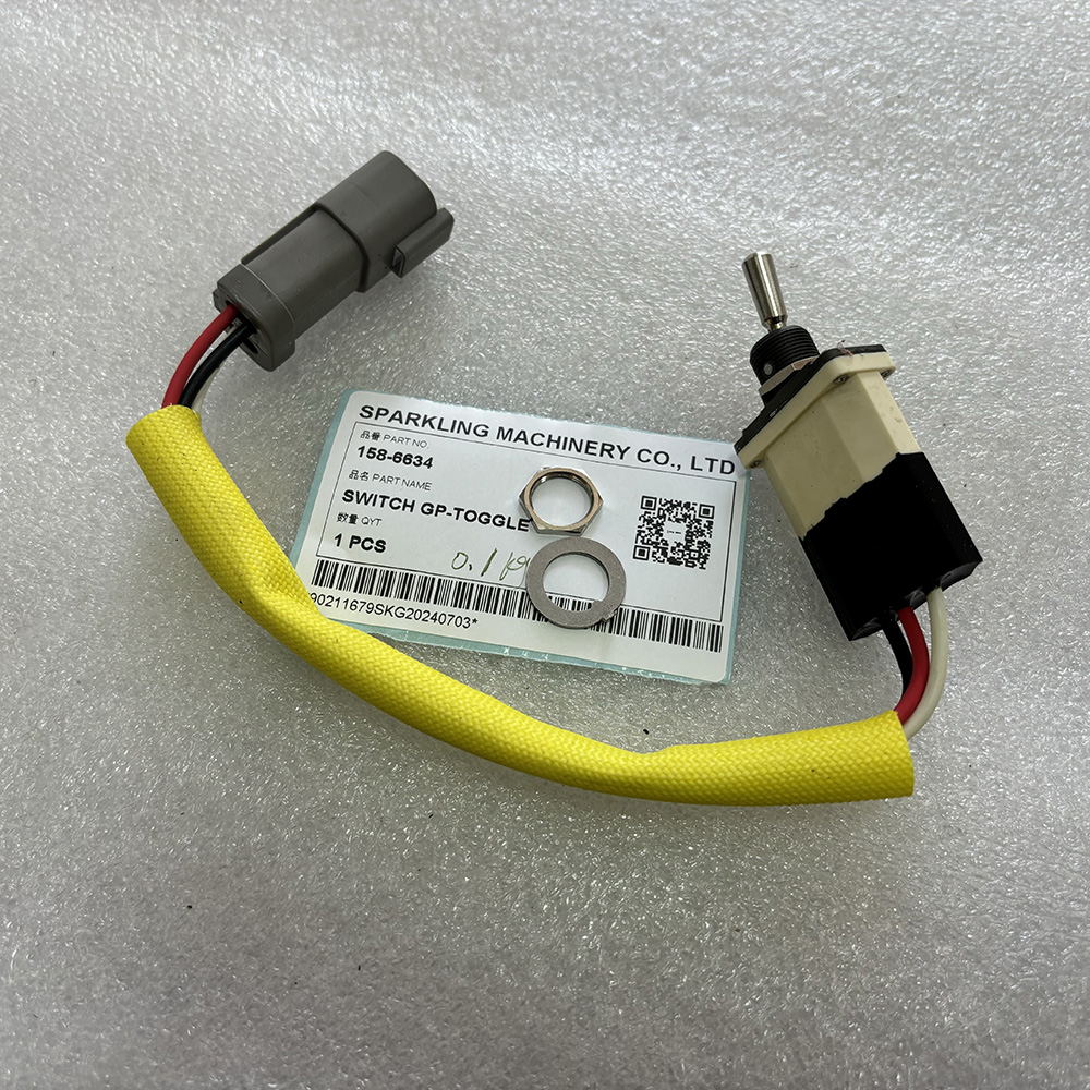 CAT 158-6634 switch, CA1586634 toggle switch, Caterpillar 963D loader switch, CAT 330D toggle control, Caterpillar polyamide switch, 1586634 CAT excavator part, CAT OEM electrical components