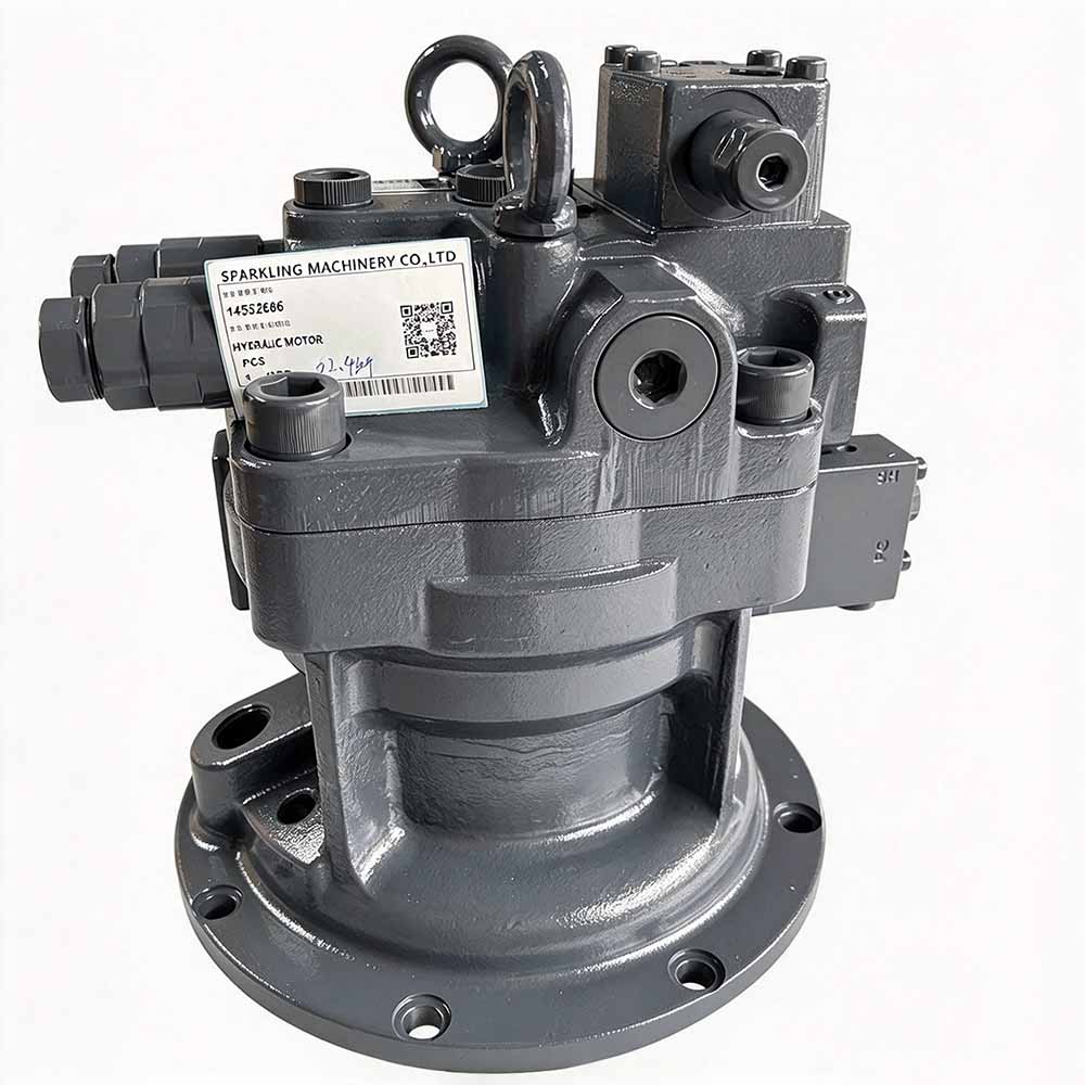 Volvo-EC220D-replacement-swing-motor-14552686-valve-block-close-up