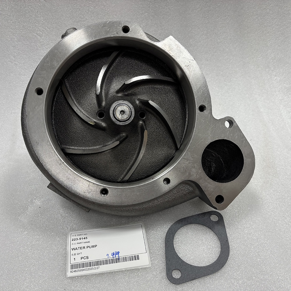 Caterpillar 223-9145, CA2239145, 2239145 pump housing, CAT water pump housing, CAT 966H parts, CAT 972H water pump, C11 engine pump housing, C13 cooling system, CAT loader parts