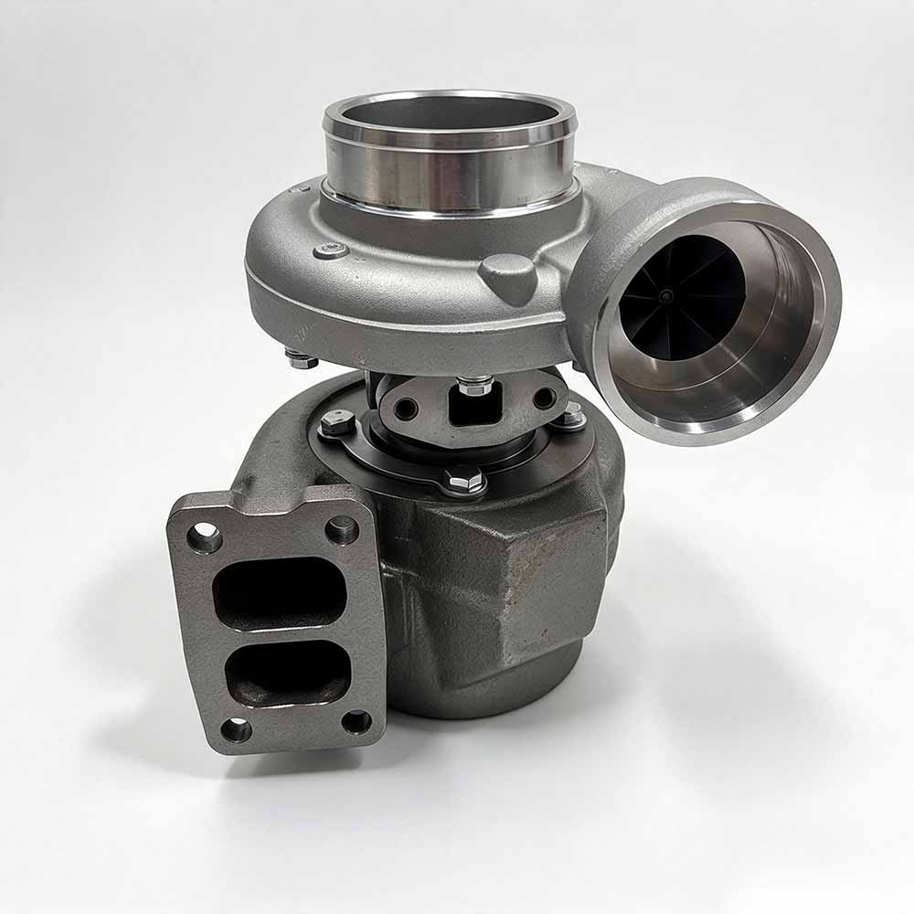 Volvo-EC160B-replacement-turbocharger-VOE20515585-exhaust-flange-close-up