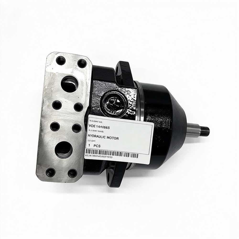 Volvo-L180F-replacement-hydraulic-fan-motor-VOE11410665-shaft-close-up