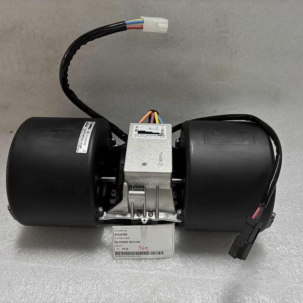 Close-up shot showing part number 275-6706 label on CAT blower motor housing