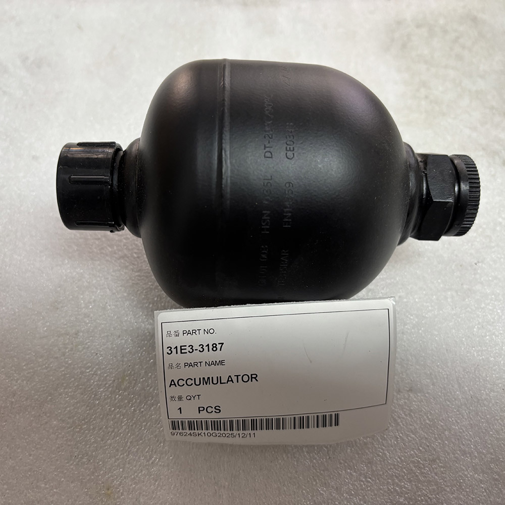 Heavy-duty hydraulic accumulator used in construction excavators