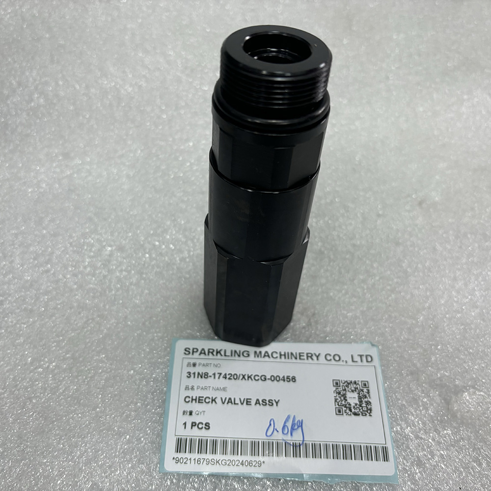 Hyundai 31N8-17420 check valve, XKCG-00456 valve, Hyundai R300LC-9 hydraulic valve, main control valve check valve, Hyundai excavator check valve, R300LC-9 spare parts, Hyundai OEM hydraulic valve