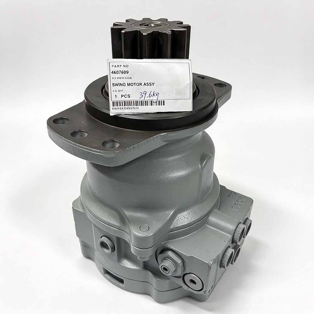 Hitachi-ZX210-3-replacement-swing-motor-4607609-mounting-flange-close-up