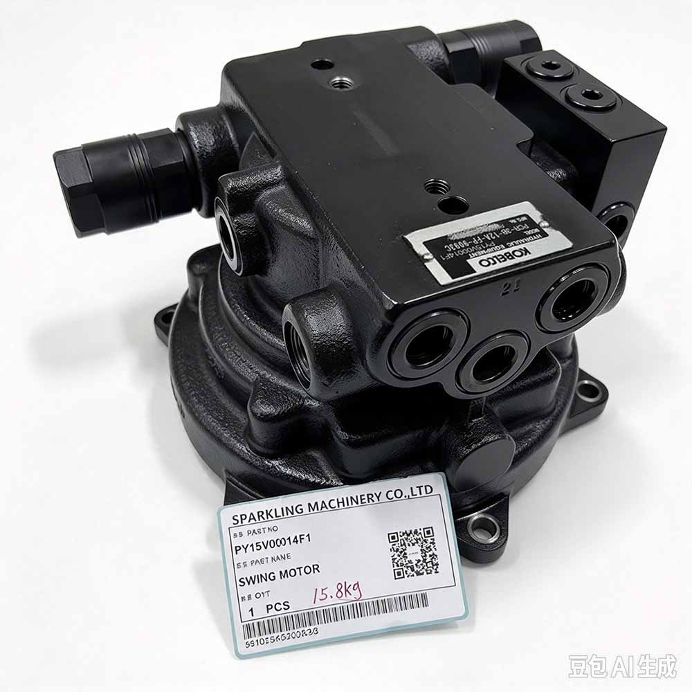 Kobelco-SK210LC-8-replacement-swing-motor-PY15V00014F1-flange-close-up